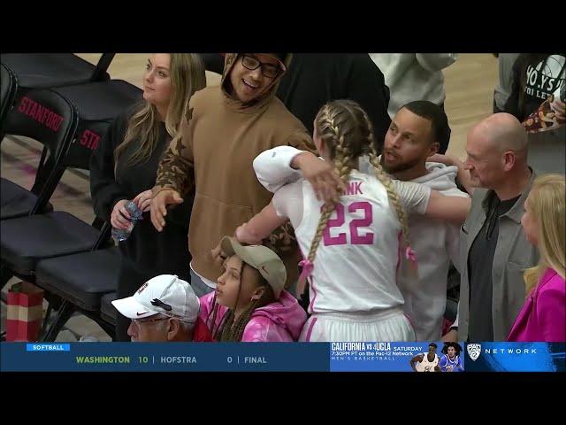 Steph Curry & Daughter Riley Watch Godsister Cameron Brink Set Stanford Block Record, Win vs #25 USC