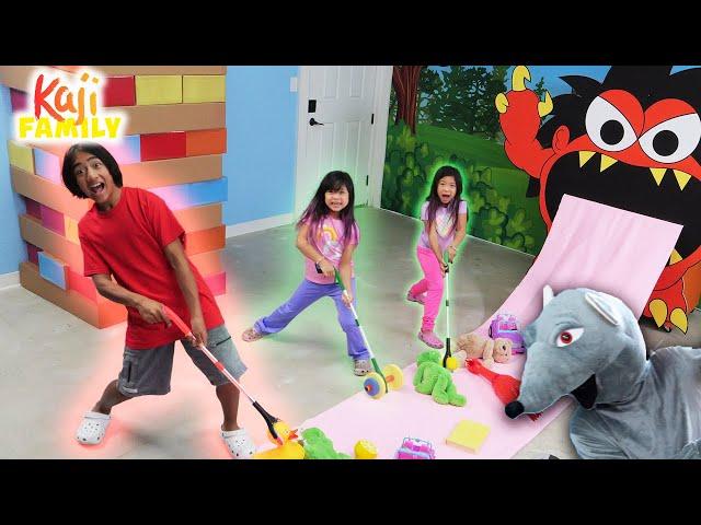 Brothers vs Sisters Play Giant Gobble Monster Game!