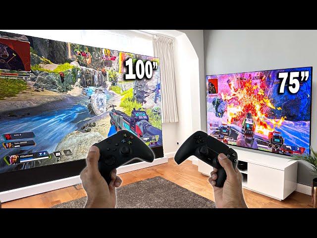 LG 75inch TV + BenQ X3000i + Motorised Projector screen on PS5 / XBox X | ULTIMATE Gaming Setup Tour