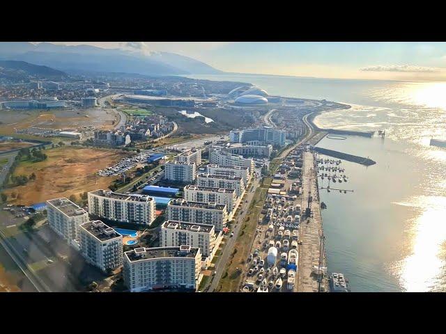 Посадка в Сочи (AER): вид на Адлер, Олимпийский парк | S7 Airlines (Boeing 737-800)