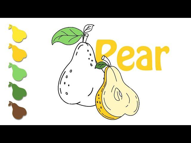 Pear fruit drawing || How to colour fruits