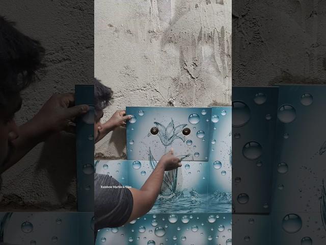 Make a Perfect Whole For Your Bathroom Wall || Rainbow Marble & Tiles