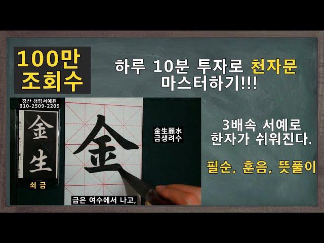 3배속 서예로 익히는 천자문 훈음 필순 뜻풀이 붓글씨 서예 書道 書法 楷書  calligraphy