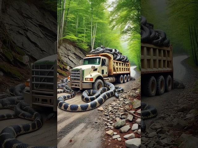 Evolution from a Dump Truck Surrounded by Snakes to a Rusty Truck on the Edge of a Ravine