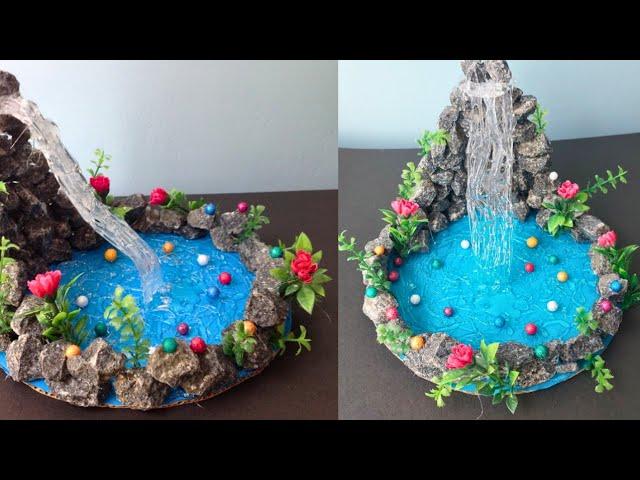 Quick and Easy waterfall/ Best out of waste/Waterfall project/Waterfall making at home