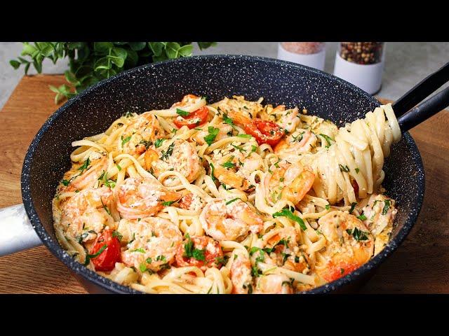 I have never eaten so delicious! Pasta with shrimp in a creamy sauce!