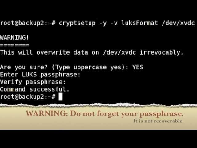 Linux Cryptosetup LUKS Tutorial:  Encrypting Directories / Partition / Hard Disks