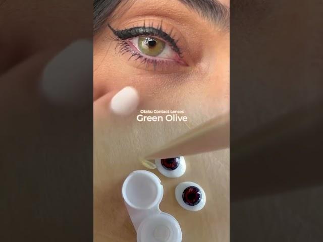 Here’s how our green contacts in #GreenOlive look on brown eyes ️️