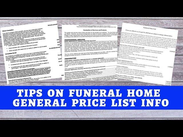 Information about Funeral Home General Price Lists from a Funeral Director