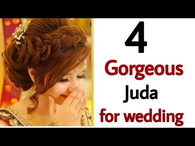 4 most beautiful gorgeous juda hairstyle -  bun hairstyle | beautiful hairstyle | wedding hairstyle