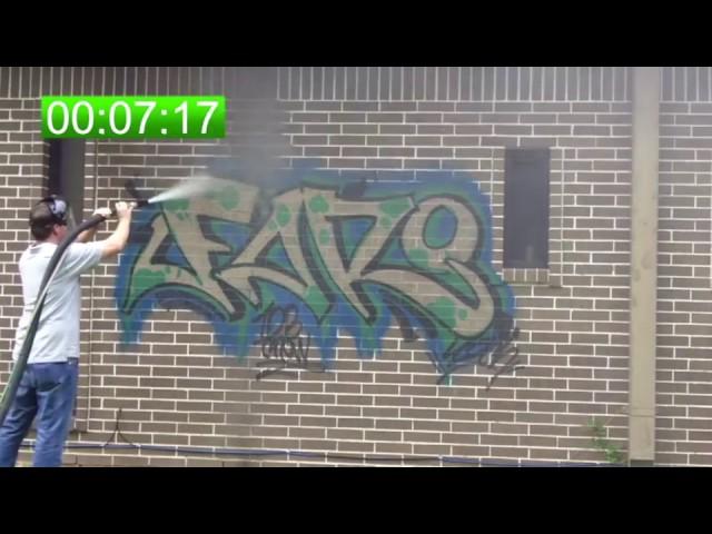 How to remove graffiti from a brick wall using the Dustless Blaster