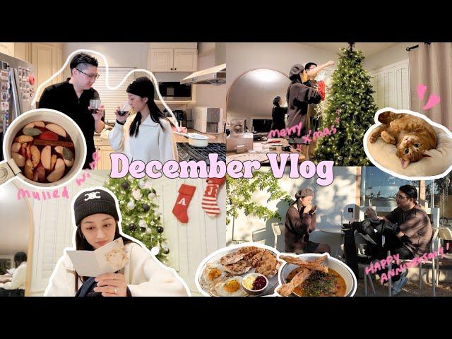 加州聖誕月vlog｜結婚3年紀念日、年底真心話閒聊、佈置聖誕樹+煮熱紅酒開箱大家寫的卡片！