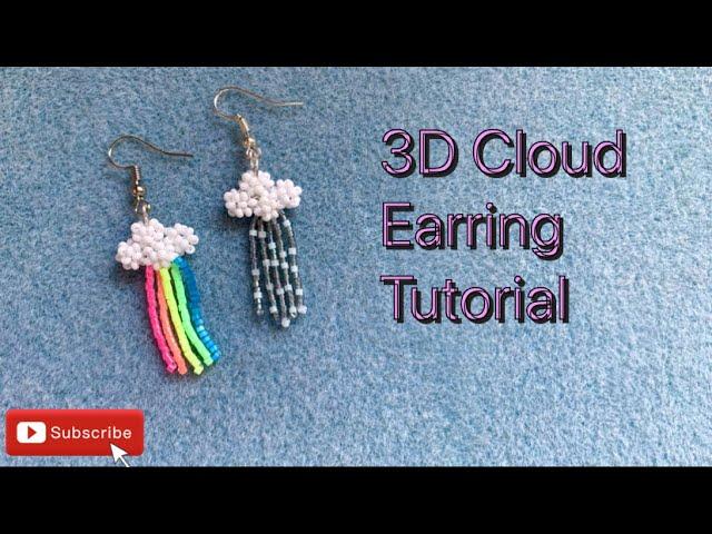 3D Cloud bead fringe earring tutorial