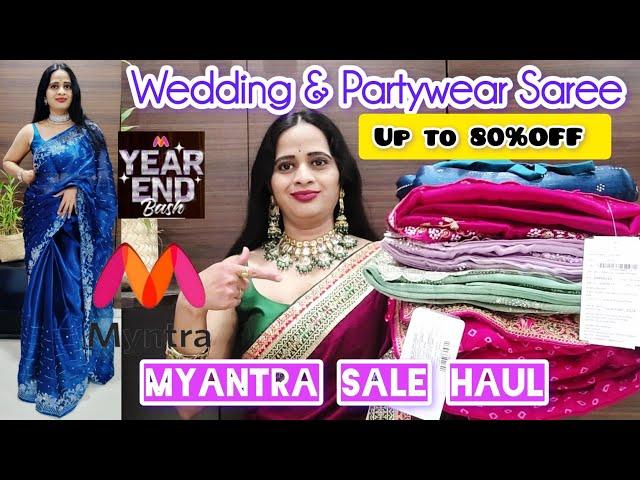 *HUGE* Myntra Sale Haul "FESTIVE WEDDING WEAR SAREE" Celebrity inspired saree, OrganzaSaree | Try on