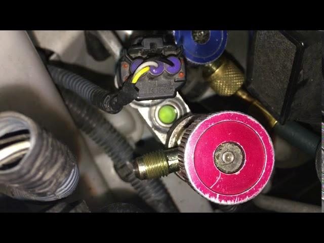 AC refrigerant recovery Automotive single hose method