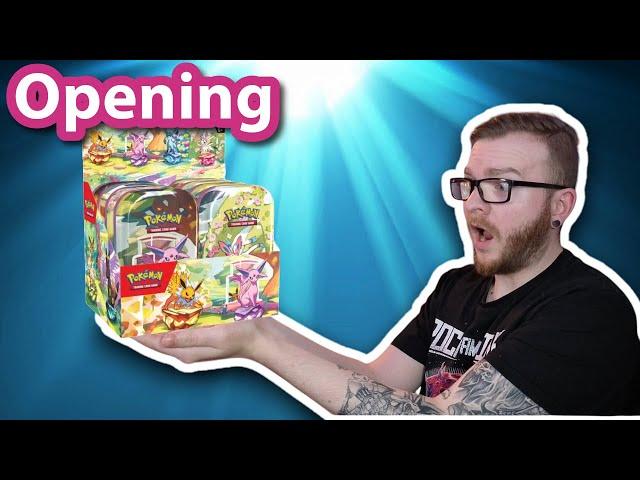 Mini Tin Display Prismatische Entwicklungen Pokémon Opening