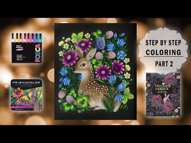 Twilight Garden by Maria Trolle  Part 2: Coloring roe deer and drawing fur  Color Along
