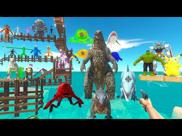 Parkour ZigZag Hunting Giant Godzilla and Fights Carnivore Dinosaurs -Animal Revolt Battle Simulator