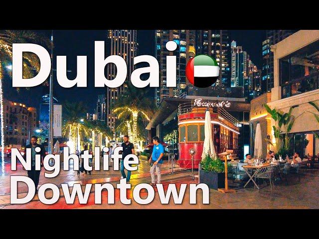 Nightlife Dubai Downtown Walking Tour 4K 