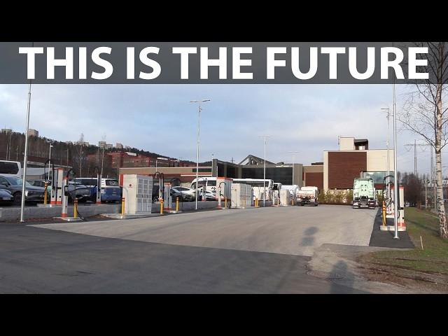 New truck/bus charging site in Oslo with solar, battery and lounge