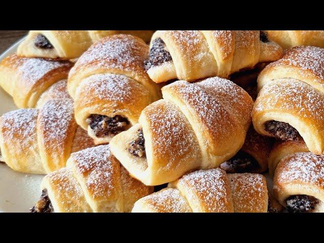 Необычное-быстрое дрожжевое тесто, БРАТИСЛАВСКИЕ РОЖКИ /Croissants with filling "Bratislava horns".