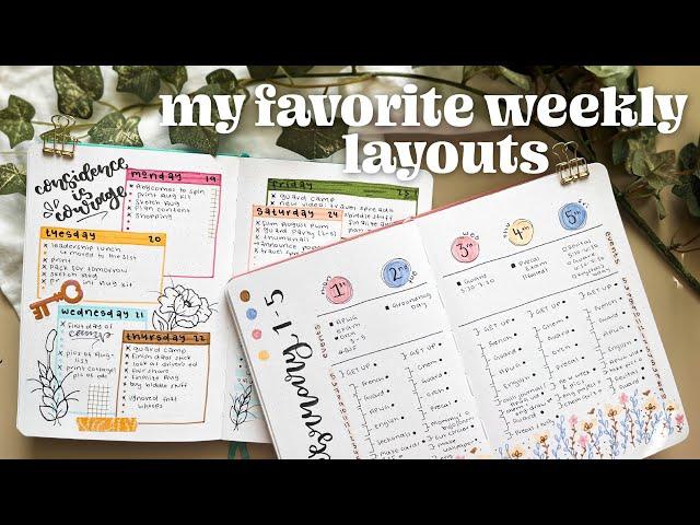 5 easy weekly spread layouts to spice up your bullet journal!!  bujo inspiration for beginners