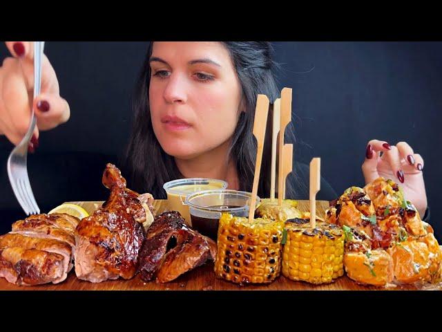 ROTISSERIE DUCK WITH CORN & BACON POTATO SALAD | MUKBANG | ASMR | EATING SOUNDS