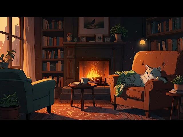  Cozy Fireplace Ambiance  & Lofi Music | Relaxing Study and Chill 