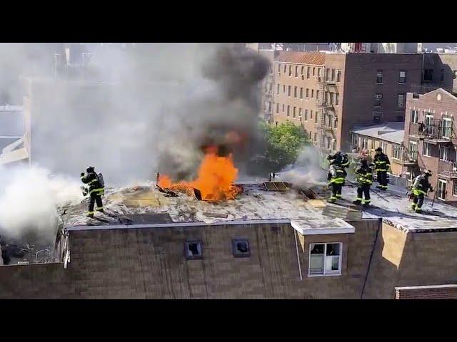 FDNY - Early Arrival + Audio - Brooklyn 2nd Alarm Box 3797 - Heavy Fire on the Top Floor - 5/21/24