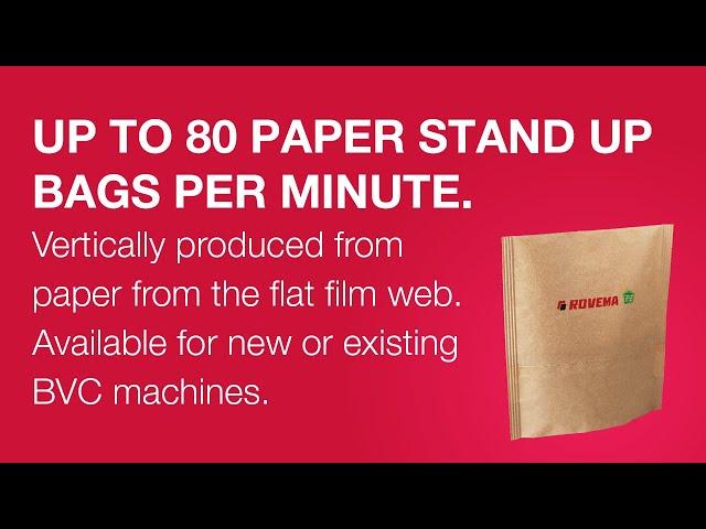 Rovema SUP - stand up pouch made from paper from the flat film web