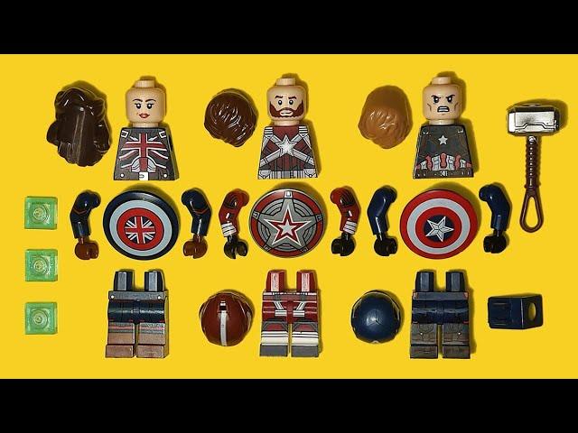 LEGO Captain Carter (UK) Red Guardian (URSS) Captain America (EUA) | Unofficial Minifigure Marvel