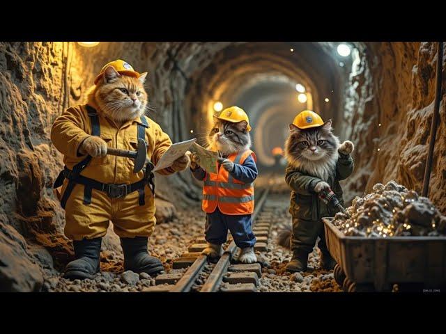 Hardworking Miner Cats: From Dusty Tunnels to Light ️Cats Do Human Things