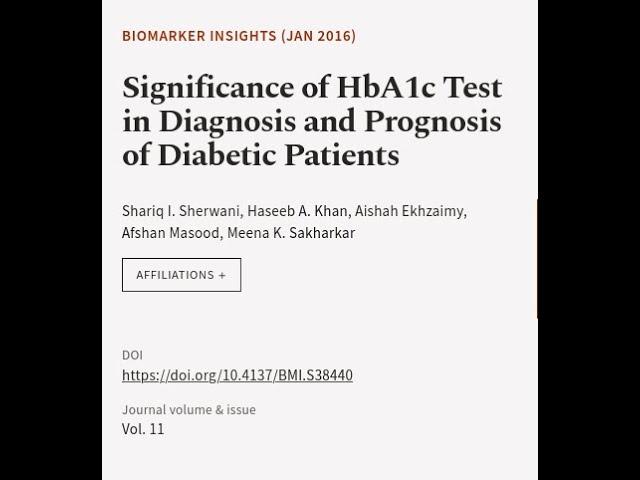 Significance of HbA1c Test in Diagnosis and Prognosis of Diabetic Patients | RTCL.TV