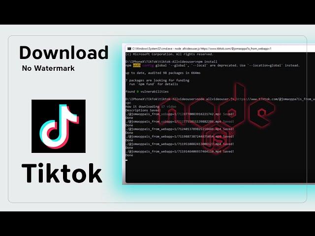 Tik Tok scrape all videos No watermark free in Node JS