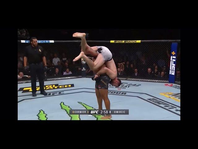 Cormier vs Miocic 2 single leg takedown by Daniel Cormier