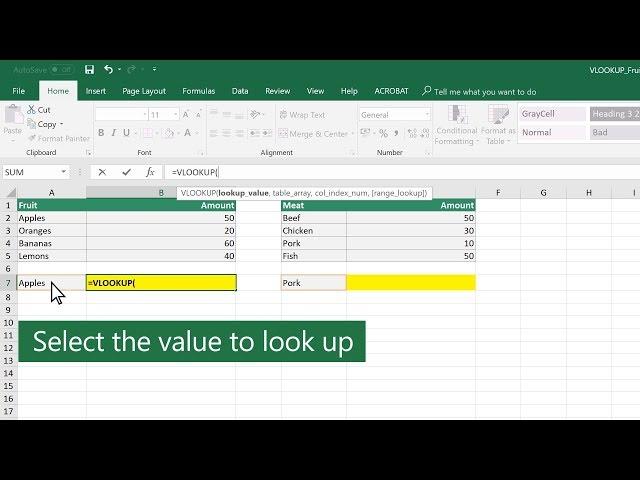 How to use VLOOKUP in Excel