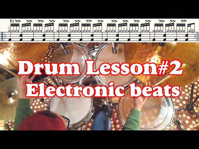 Drum lessons - Rhythms Collection (part#2) Electronic beats - Уроки на барабанах #2 - Drum method