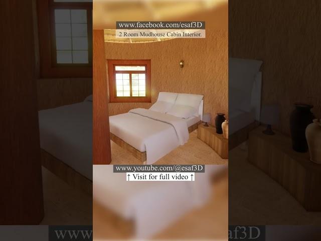 2 Room Mud house Cabin Interior   #shorts #design #drawing