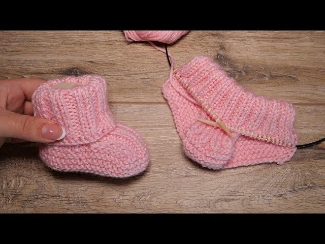 Пинетки – носочки на двух спицах | Baby socks - booties knitting pattern