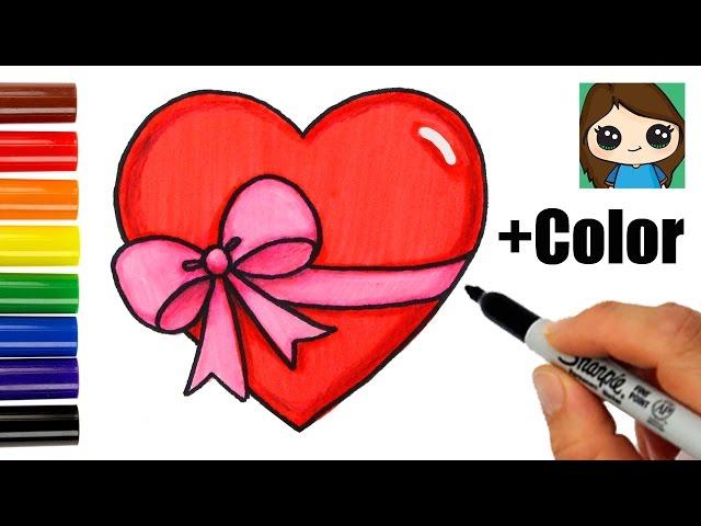 How to Draw a Heart with a Bow Ribbon Emoji Easy