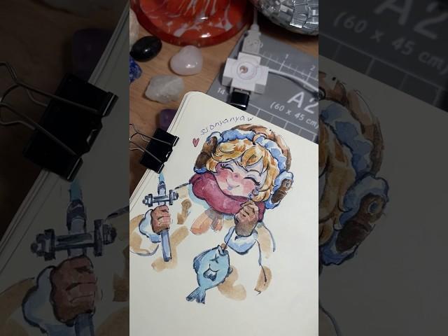 Привет!️ #art #sketching #sketchbook #anime#аниме #арт #скетчбук #анимеарт #скетч #акварель