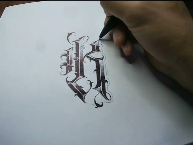 Lettering tatuaje abecedario, Time lapse letra K (Tattoo lettering alphabet)