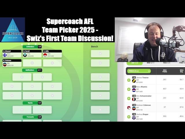 Supercoach AFL Team Picker 2025: Swiz's First Team Discussion