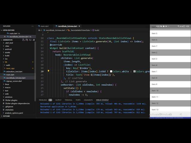ReorderableListView Widget | Flutter | Dart