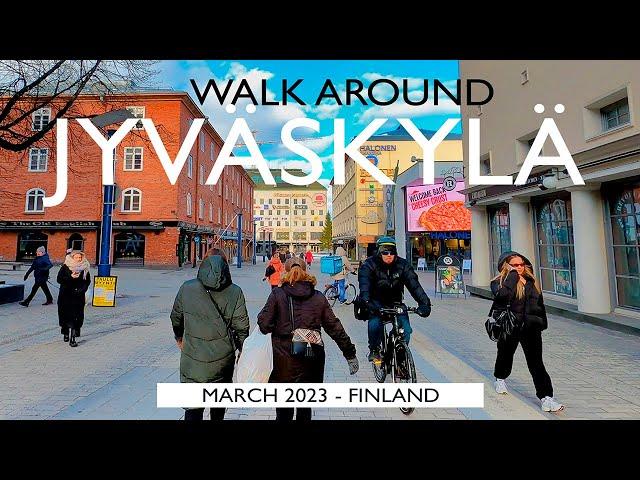 Walk around Jyväskylä City Centre, March 2023, Finland [4K]