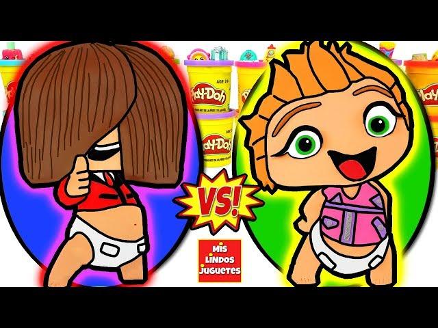 Huevos Sorpresa Gigantes de Mini Beat Power Rockers de Fuz VS Wat de Plastilina Play Doh en Español