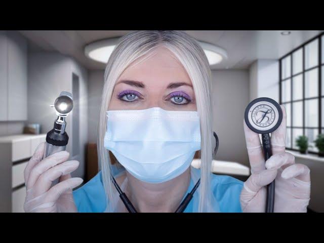 ASMR Ear Exam & Full Physical Exam - Otoscope, Gloves, Stethoscope, Blood Pressure, Writing, Clicks