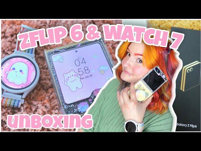 unboxing the samsung z flip 6 + galaxy watch 7 | decorating + first impressions |