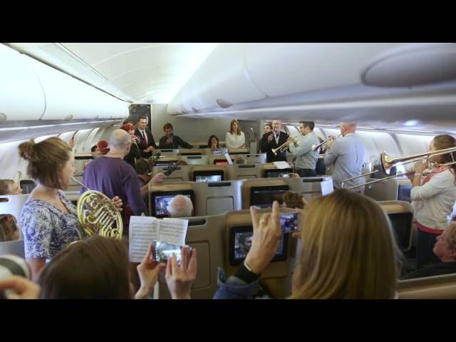 Australian World Orchestra pop-up performance on Qantas flight