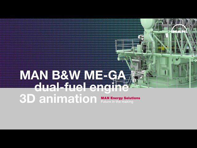 MAN B&W ME-GA dual-fuel engine 3D animation